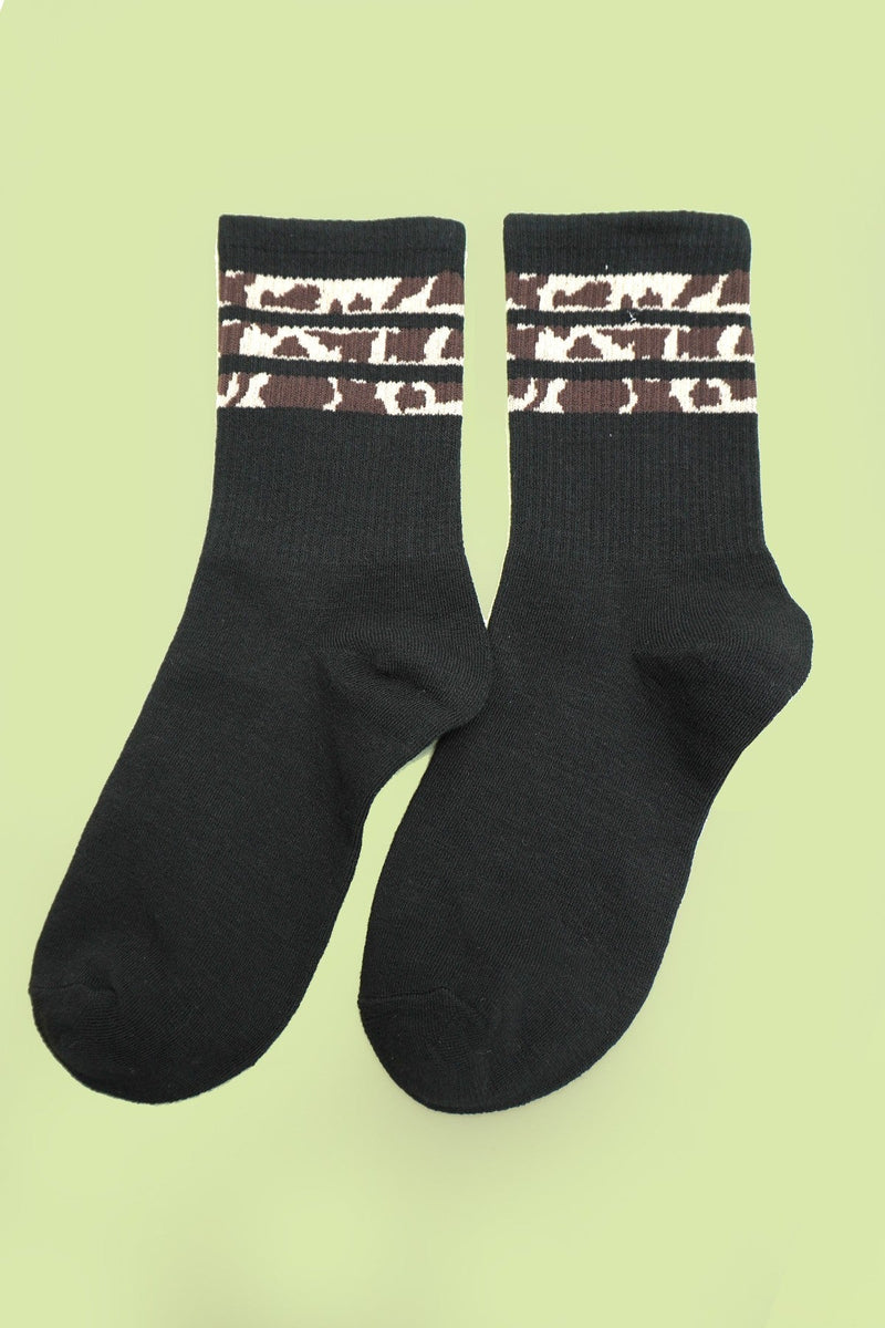 Animal Print Retro Crew Socks - Prim Clothing Company