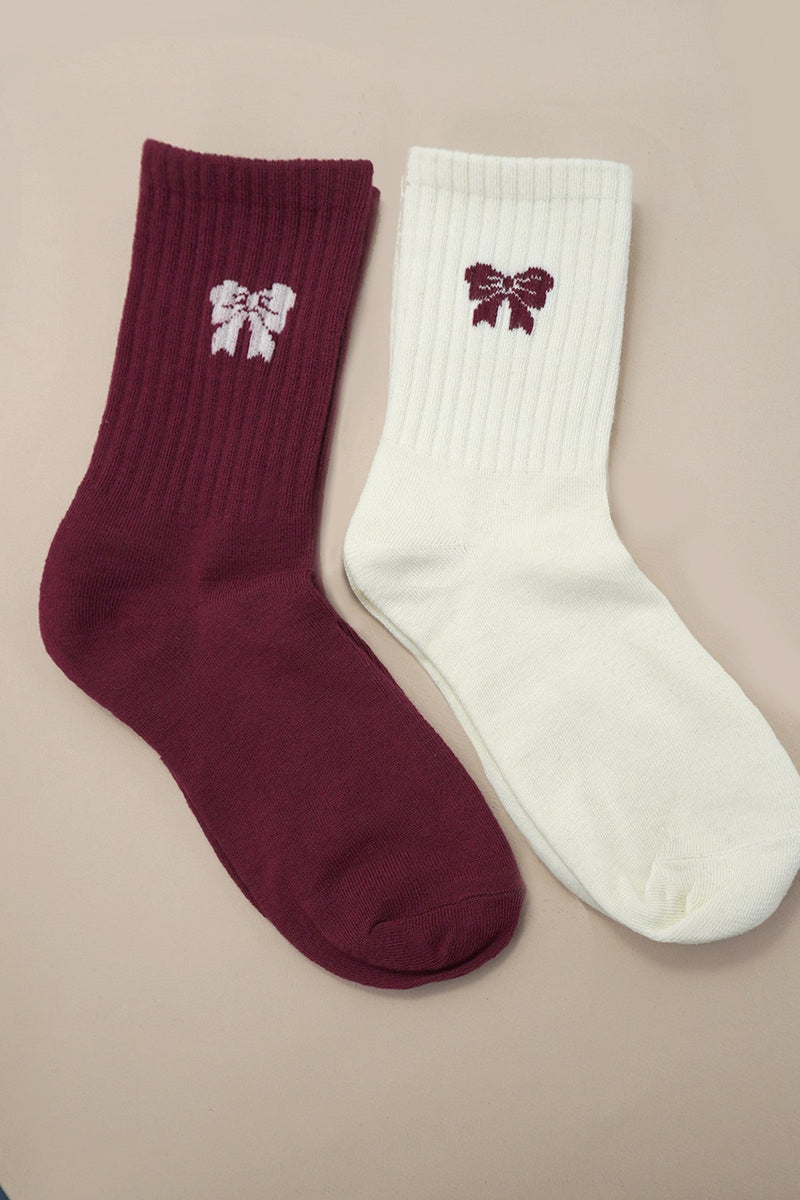 Bow Print Crew Socks - Prim Clothing Company