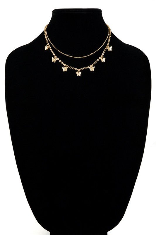 Butterfly Double Layered Necklace - Prim Clothing Company