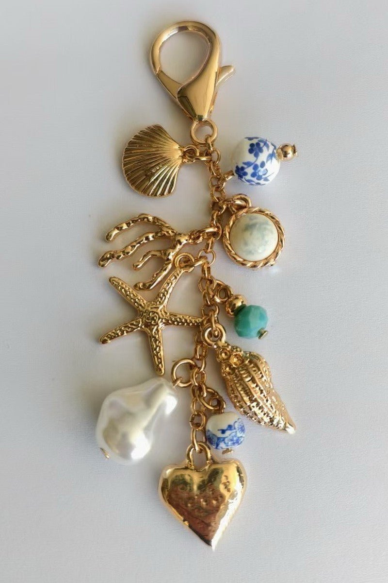 Coastal Shell & Pearl Bag Charm - Prim Clothing Company