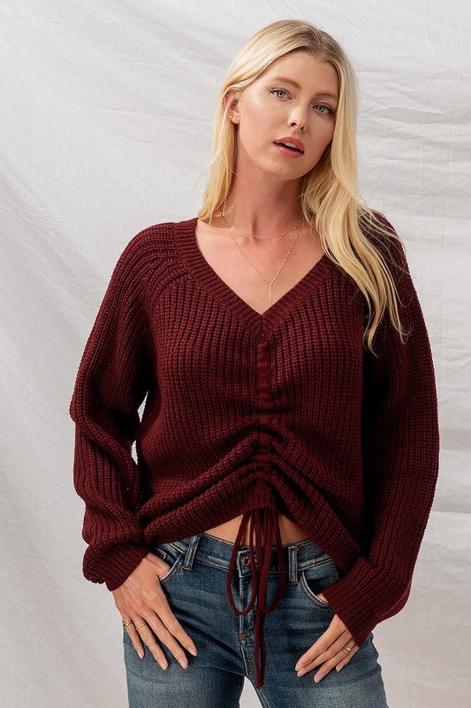 Comfy Vibes Cinched Sweater - Prim Clothing Company