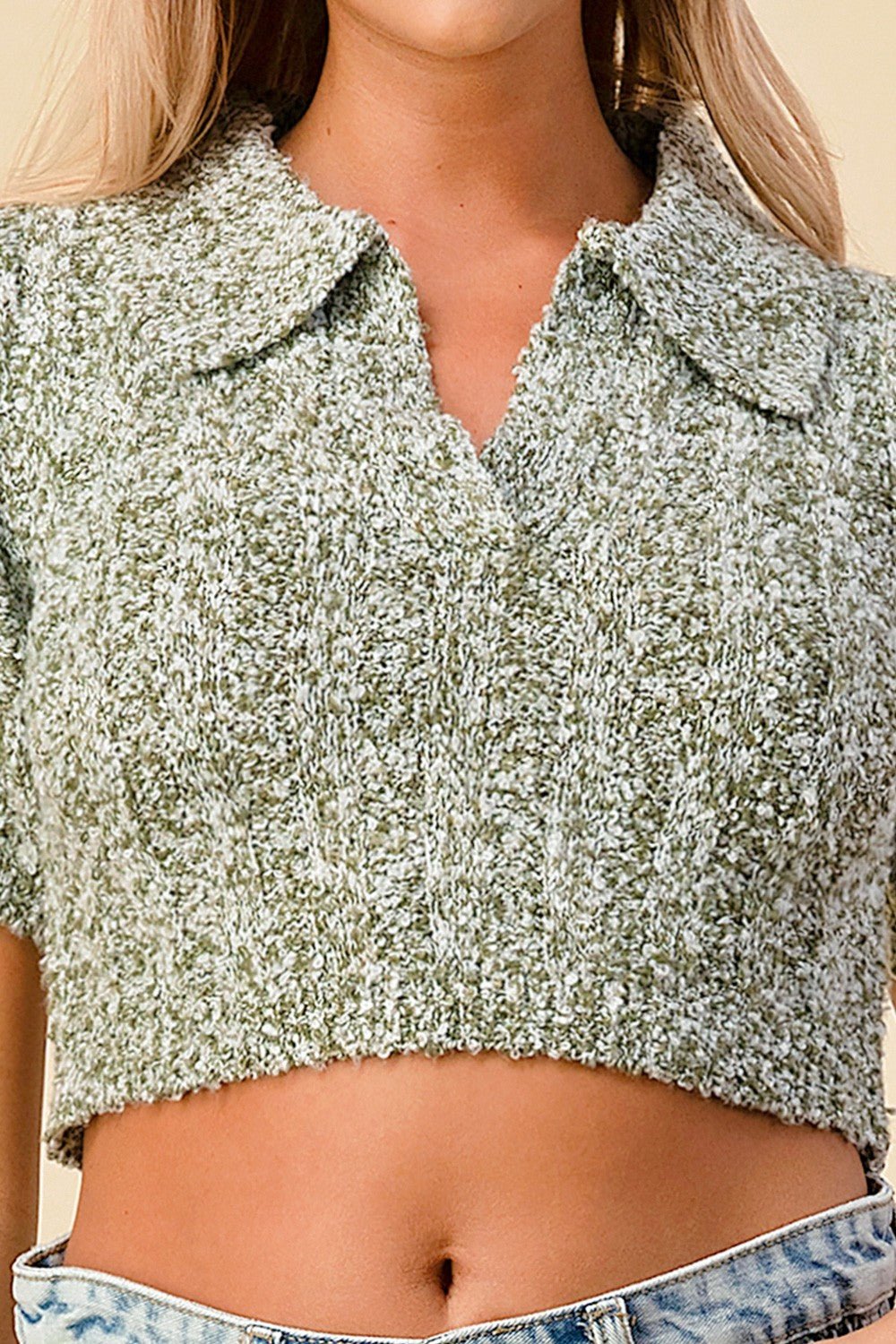 Cozy Collared Sage Sweater - Prim Clothing Company