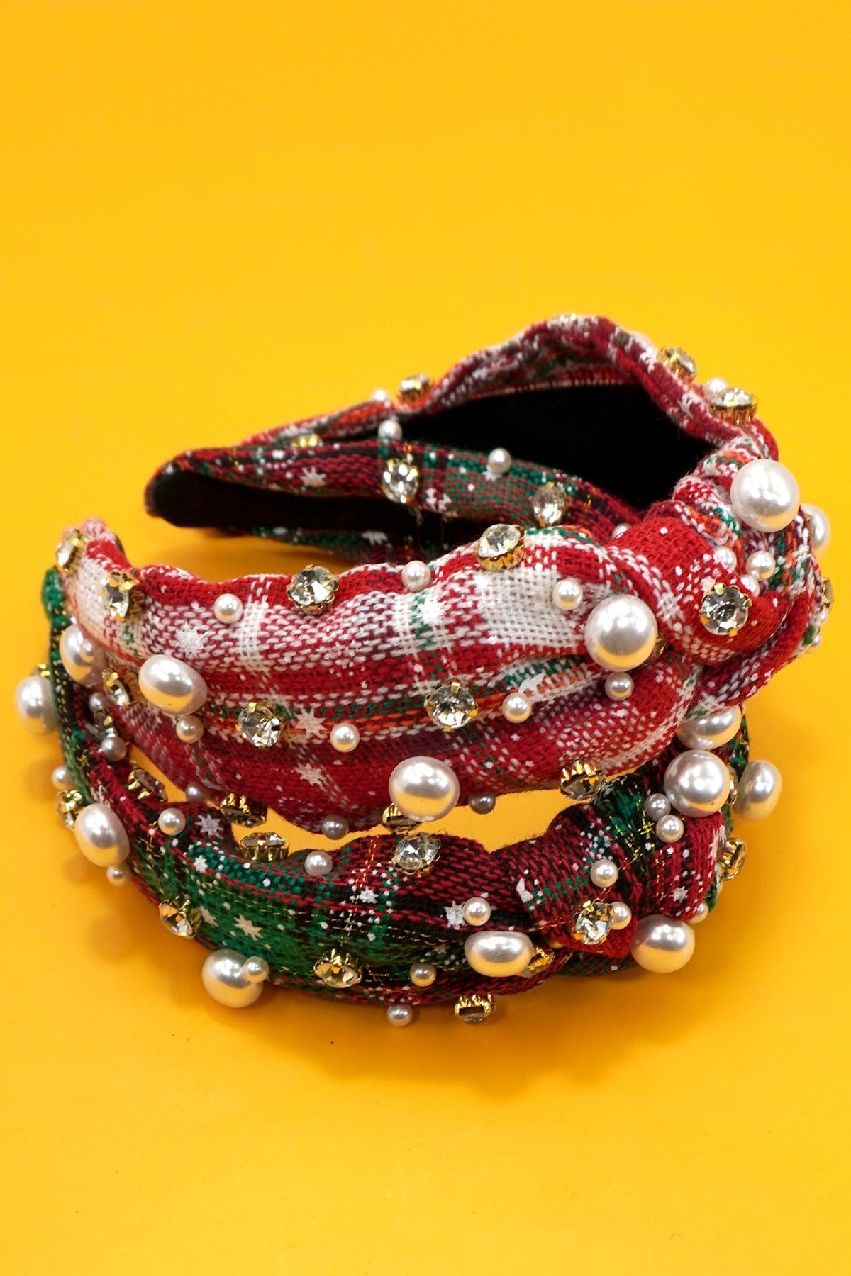 Festive Embellished Plaid Headband - Prim Clothing Company