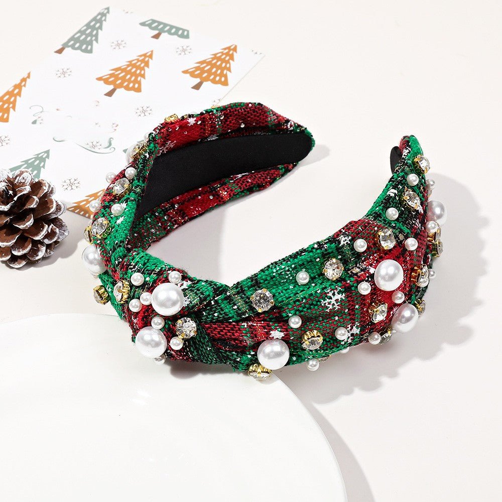 Festive Embellished Plaid Headband - Prim Clothing Company