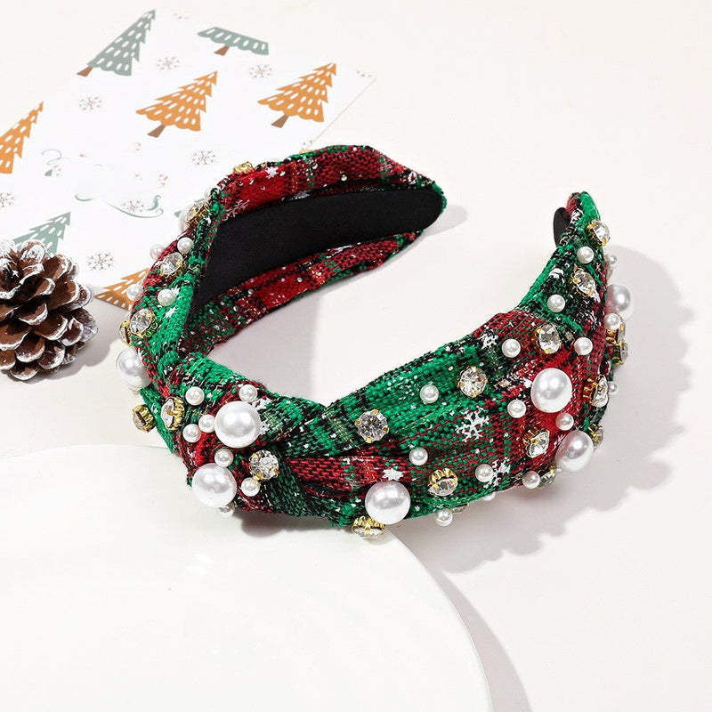 Festive Embellished Plaid Headband - Prim Clothing Company