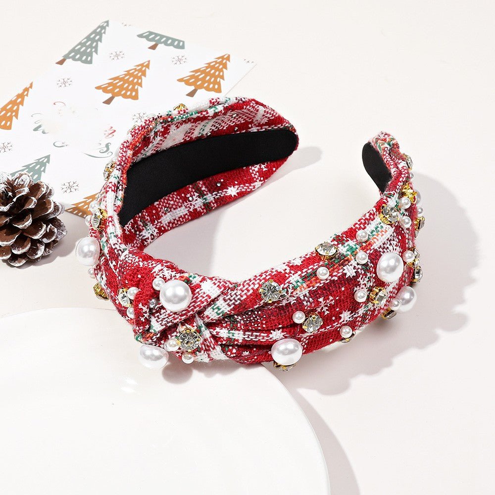 Festive Embellished Plaid Headband - Prim Clothing Company
