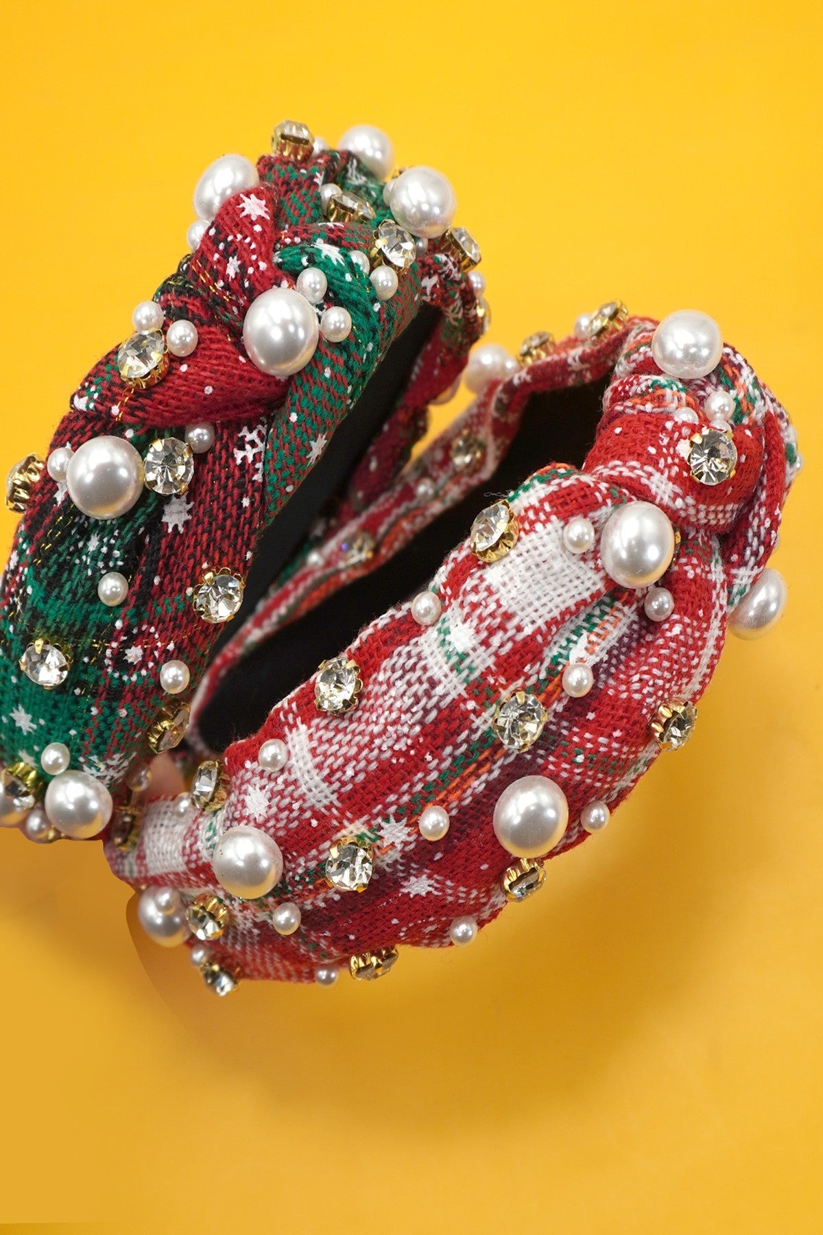 Festive Embellished Plaid Headband - Prim Clothing Company