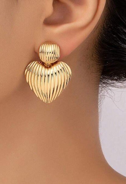 Golden Heart Statement Earrings - Prim Clothing Company