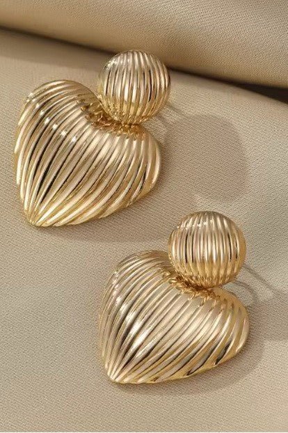 Golden Heart Statement Earrings - Prim Clothing Company