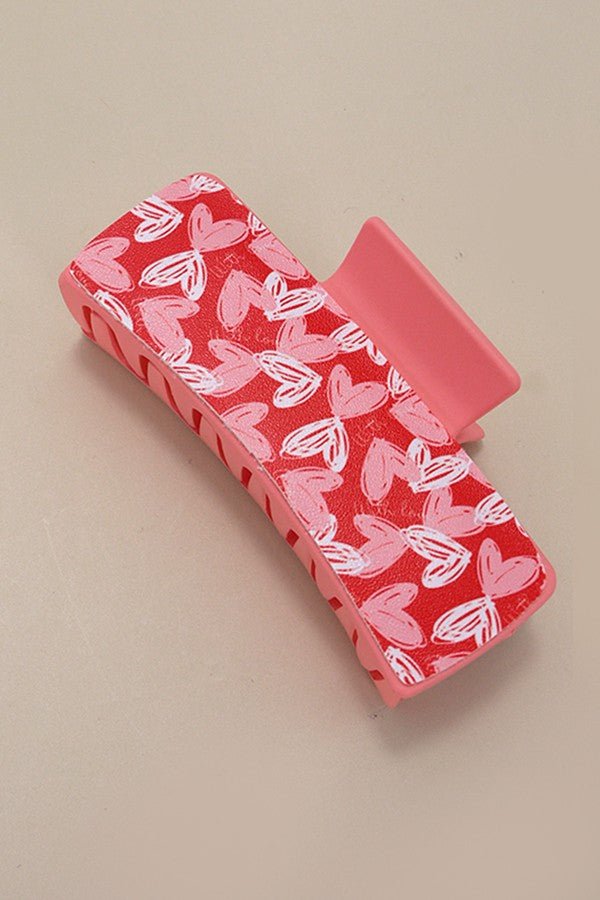 Heart Print Hair Claw Clip - Prim Clothing Company