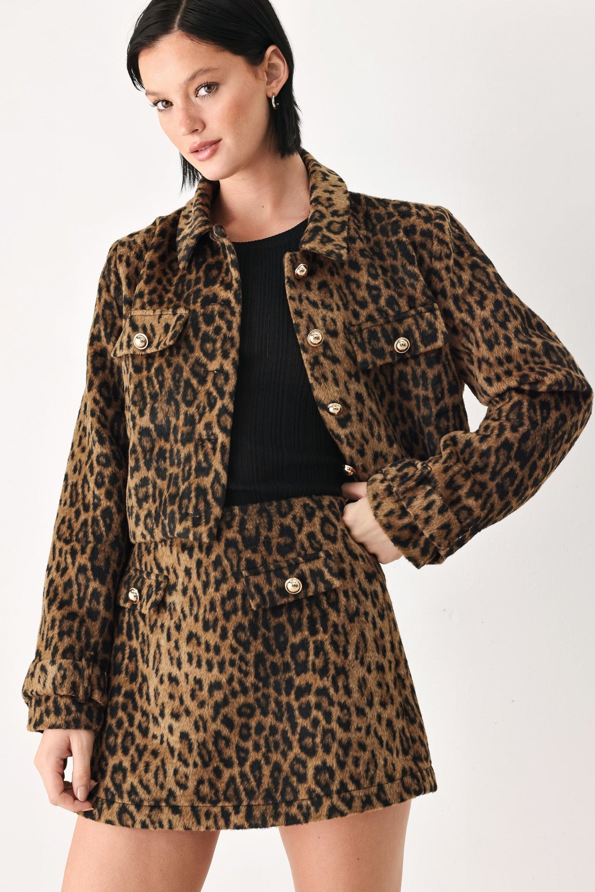 HERITAGE EDGE BROWN/BLACK WOOL-BLEND CROPPED JACKET - Prim Clothing Company