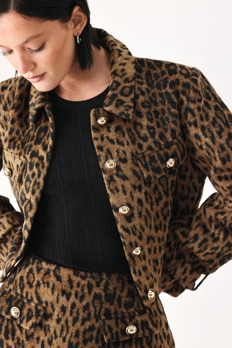 HERITAGE EDGE BROWN/BLACK WOOL-BLEND CROPPED JACKET - Prim Clothing Company
