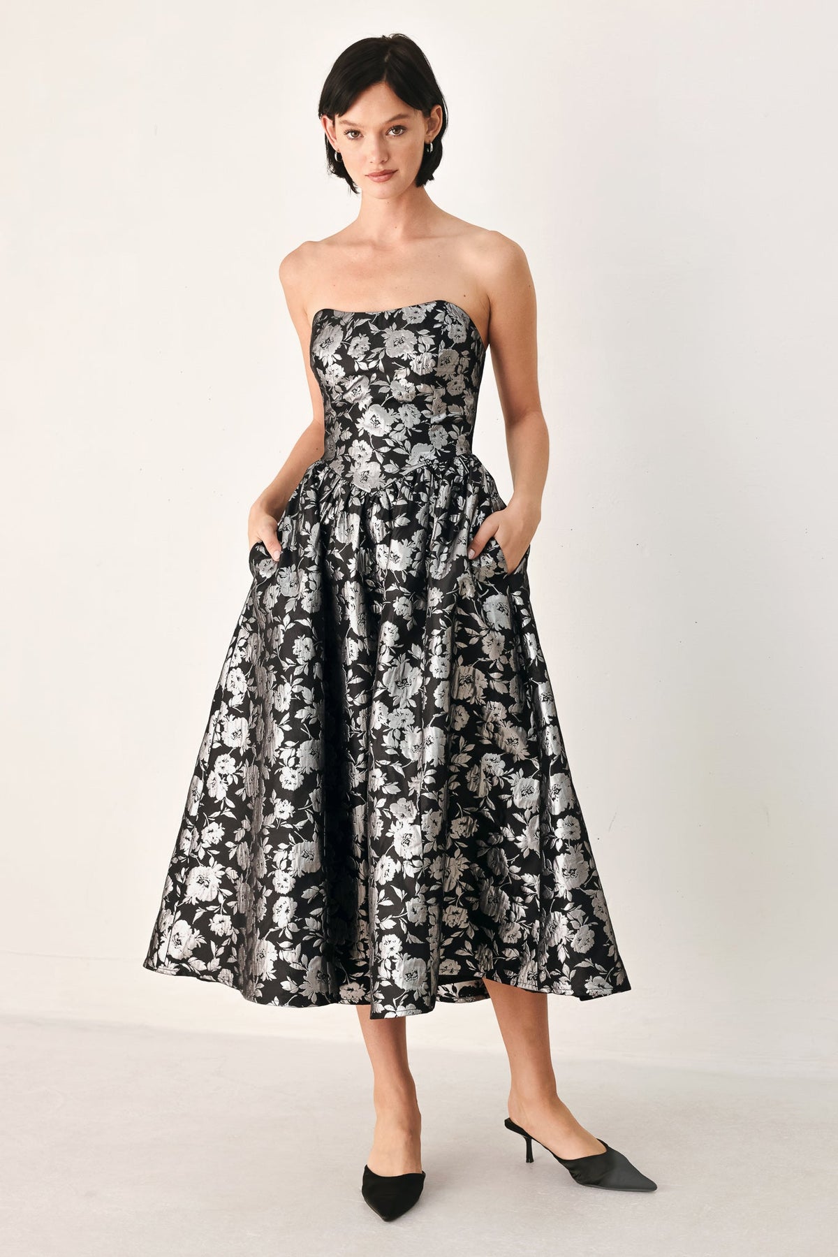 MIDNIGHT SPARKLE SWEETHEART MIDI DRESS - Prim Clothing Company