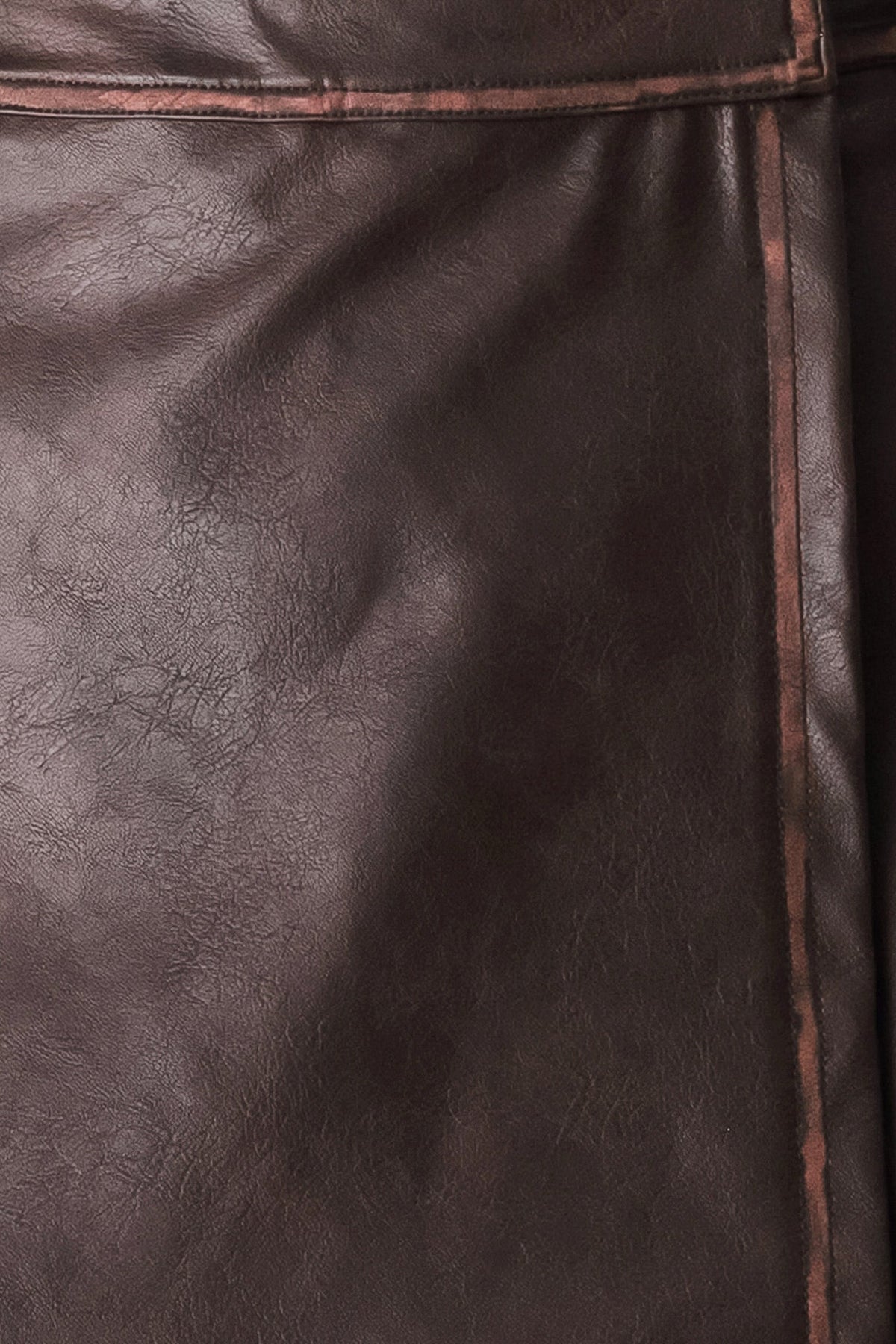 SADDLE STREET BROWN FAUX LEATHER WRAP SKORT - Prim Clothing Company