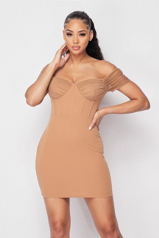 Sandy Nights Off the Shoulder Bustier Dress - Prim Clothing Company