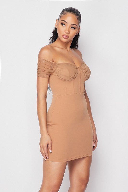 Sandy Nights Off the Shoulder Bustier Dress - Prim Clothing Company