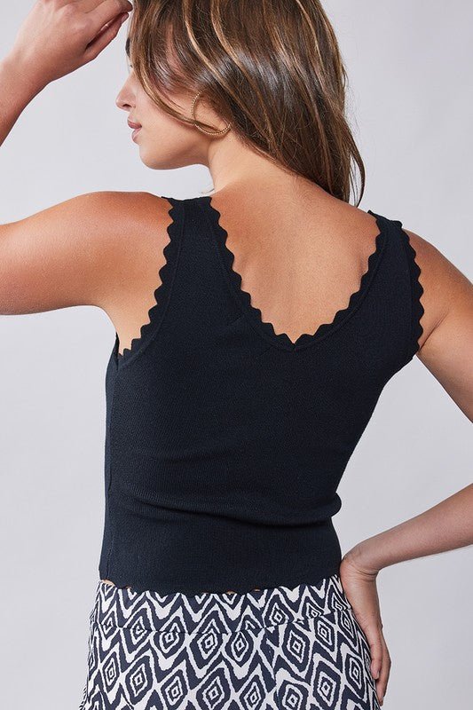 Scalloped Rib Knit Tank - Prim Clothing Company