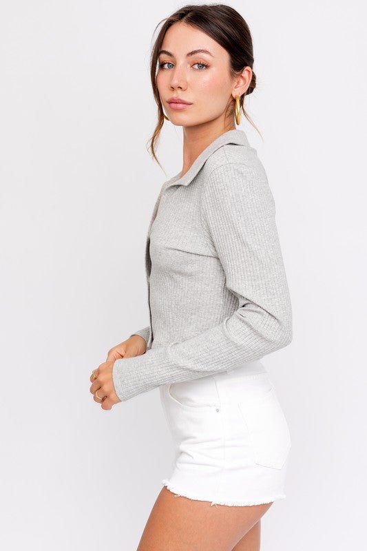 So Iconic Heather Grey Long Sleeve Top - Prim Clothing Company