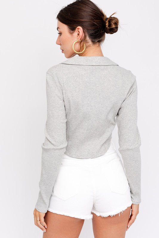 So Iconic Heather Grey Long Sleeve Top - Prim Clothing Company