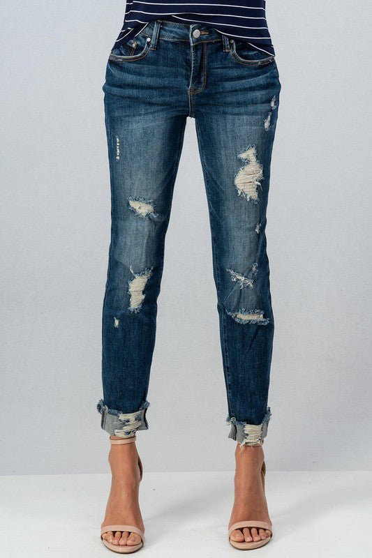 Stacy Distressed Mid - Rise Jean - Prim Clothing Company