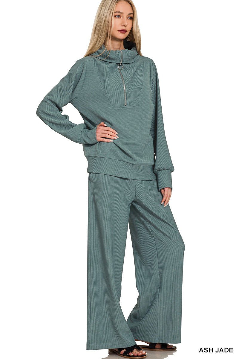 The Cozy Luxe Ribbed Quarter - Zip Set - Prim Clothing Company