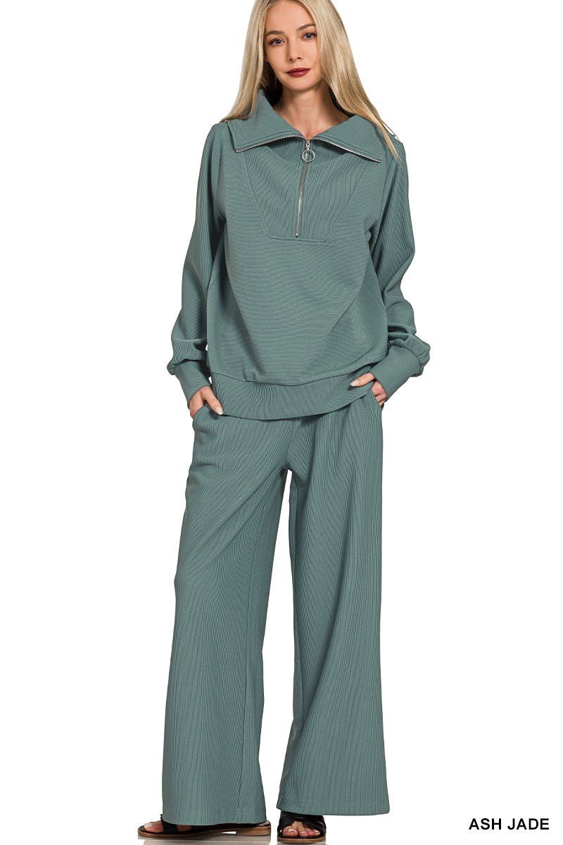 The Cozy Luxe Ribbed Quarter - Zip Set - Prim Clothing Company