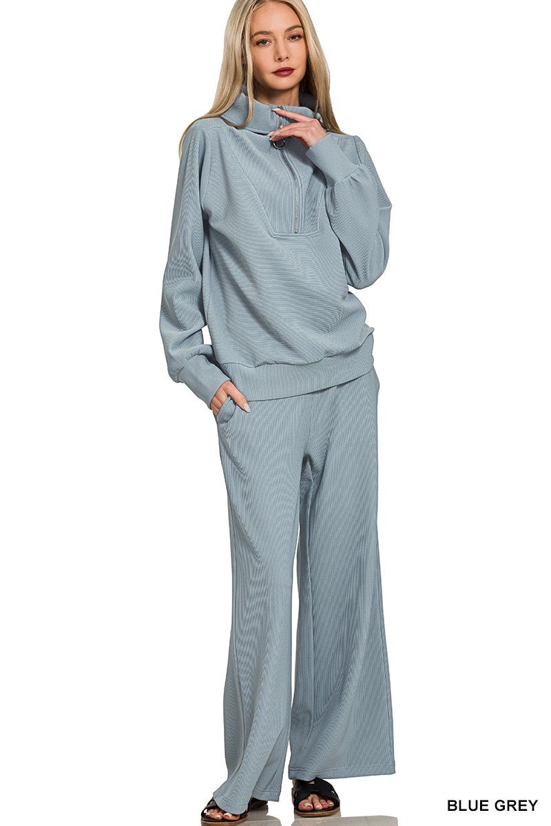 The Cozy Luxe Ribbed Quarter - Zip Set - Prim Clothing Company