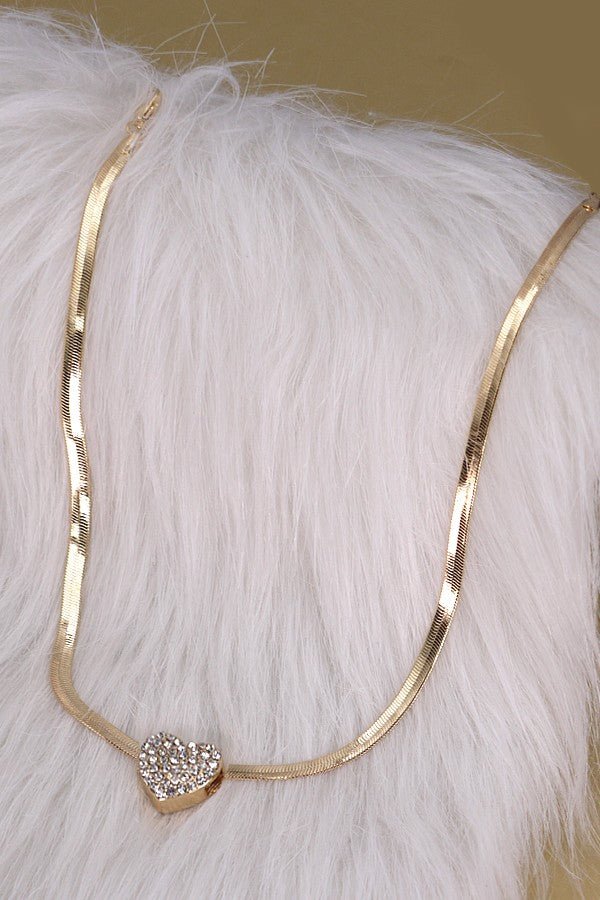 The Golden Heart Herringbone Necklace - Prim Clothing Company