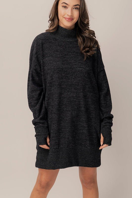 Tilly Mock Neck Sweater Dress - Prim Clothing Company