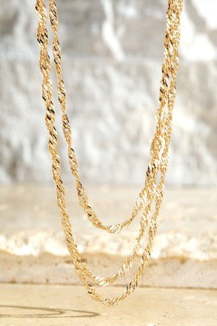 Triple Layered Twisted Chain Necklace - Prim Clothing Company