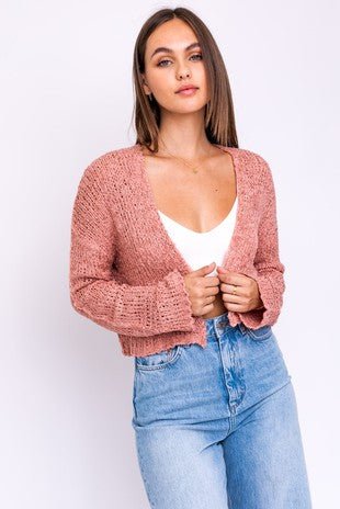 We Want Mauve Open Front Knit Cardigan - Prim Clothing Company