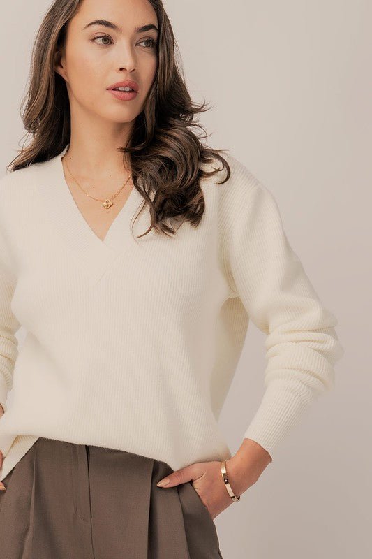 Winter White Knit Sweater - Prim Clothing Company