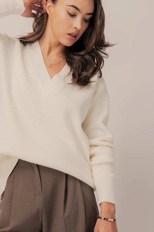 Winter White Knit Sweater - Prim Clothing Company