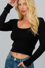 Cindy Ribbed Knit Square Neck Top