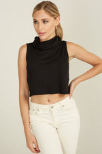 Chandler Sleeveless Crop Tank Top with Turtle Neck
