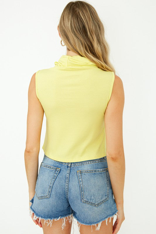 Chandler Sleeveless Crop Tank Top with Turtle Neck