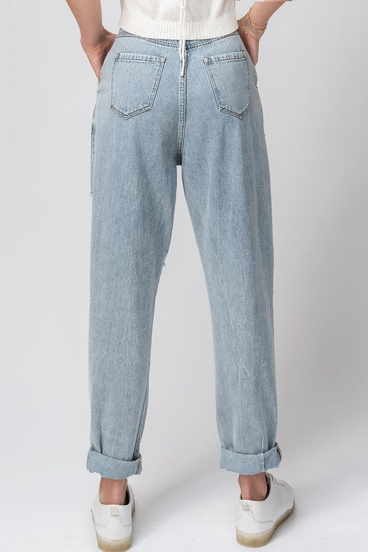 Denim High Waisted Mom Petite Jeans (G)HM6170-1 - No Angel