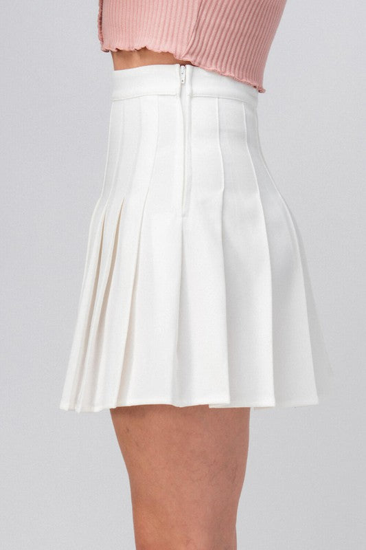 Groovy White Pleated Mini Skirt